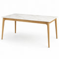 Table à manger rectangulaire en bois et marbre blanc