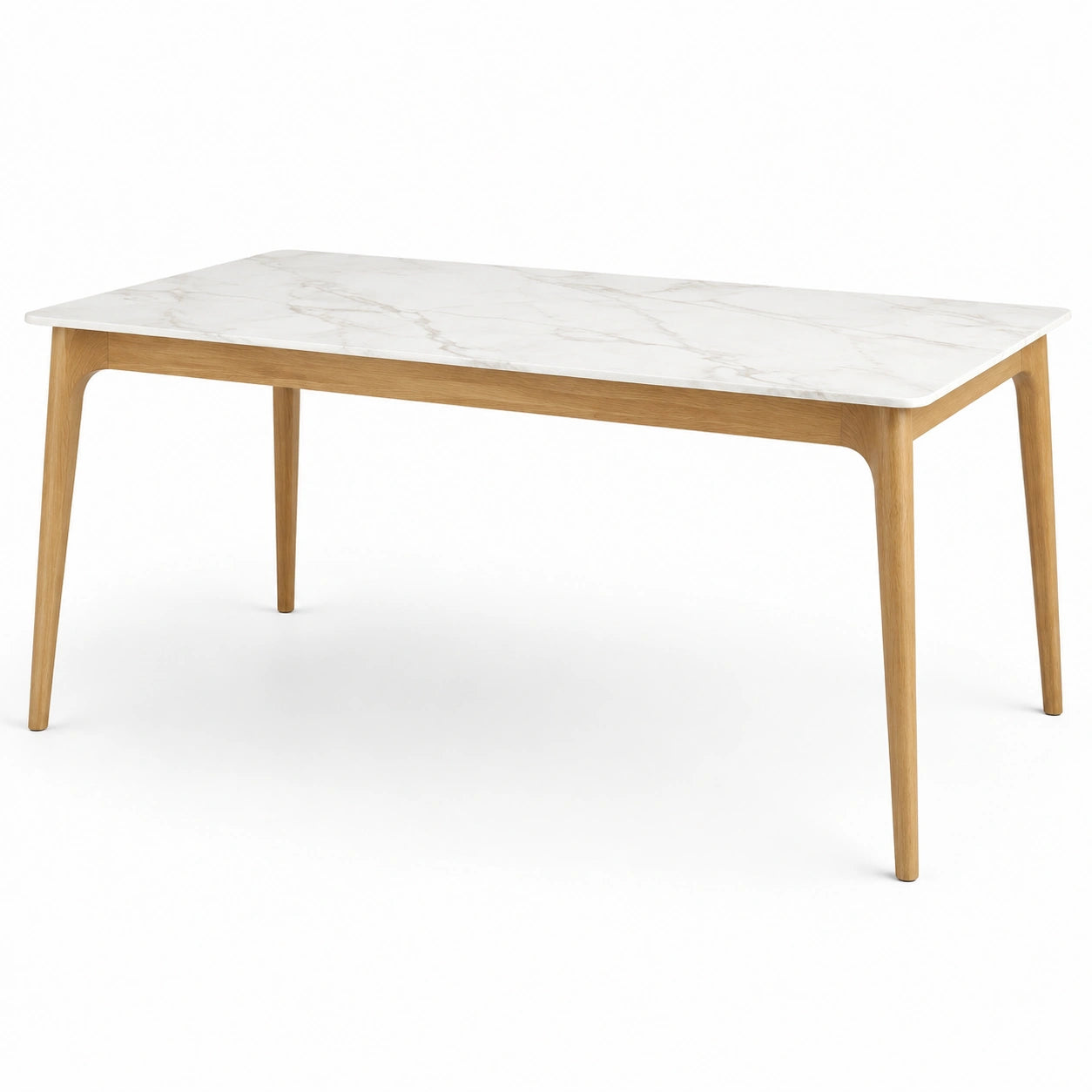 Table à manger rectangulaire en bois et marbre blanc