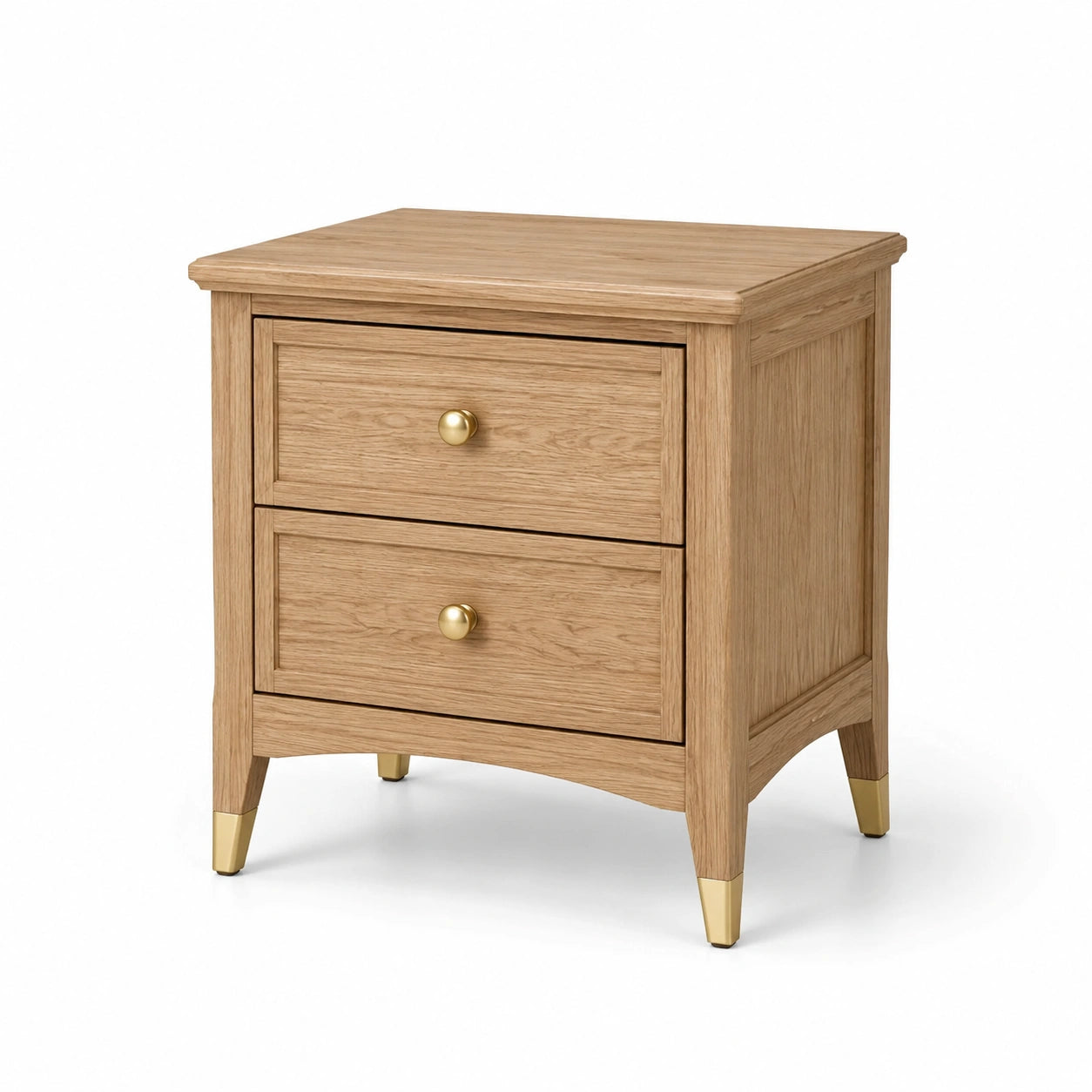Table de chevet en bois avec 2 tiroirs en chêne massif