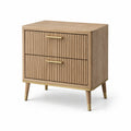 Table de chevet en bois avec 2 tiroirs chêne clair