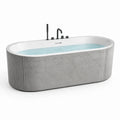 Baignoire îlot ovale en acrylique avec effet béton gris