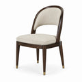 Chaise en bois et tissu beige avec finition métallique