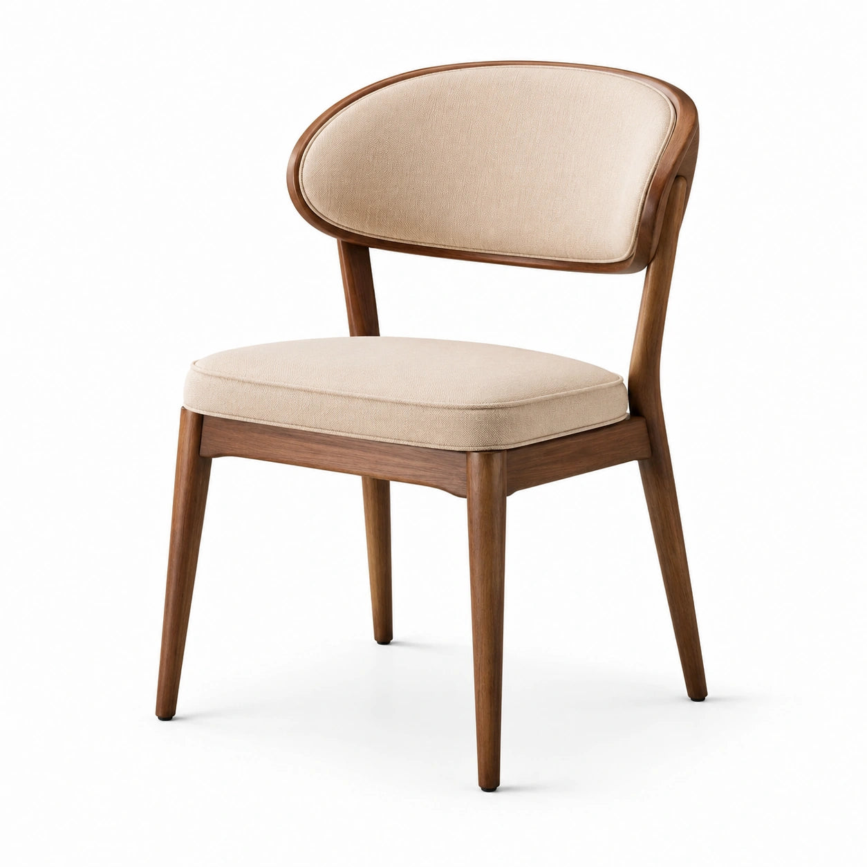 Chaise de salle à manger en bois et tissu beige