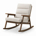 Fauteuil à bascule en bois avec tissu beige