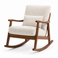 Fauteuil à bascule en bois et tissu beige
