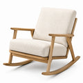 Chaise berçante en bois et tissu bouclé crème