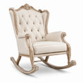 Fauteuil à bascule en bois et lin beige