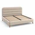 Lit double en tissu avec pieds en bois 200x160 cm